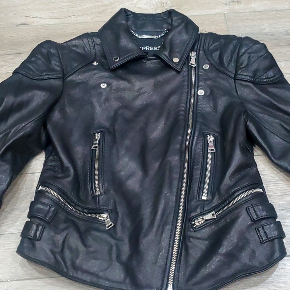 EXPRESS Genuine Leather Moto Jacket - Picture 7 of 16